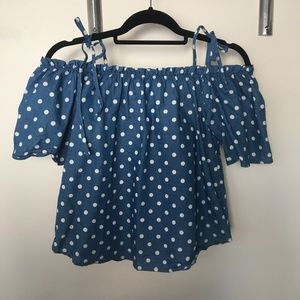 Blue Polka Dot Top - Size Small
